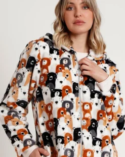 Peignoir à capuche Family Bear Family C marron