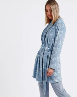 Peignoir Garden bleu/blanc