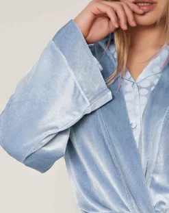 Peignoir Satin Dots bleu