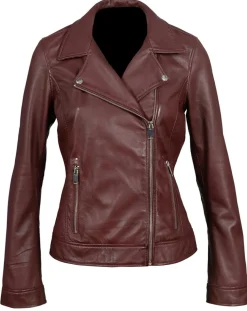 Perfecto en Cuir Afida bordeaux