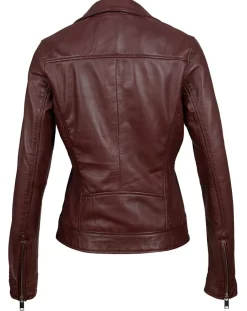 Perfecto en Cuir Afida bordeaux