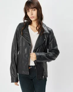 Perfecto en Cuir Afida noir