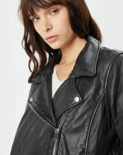 Perfecto en Cuir Afida noir