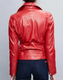 Perfecto en Cuir Deborah rouge