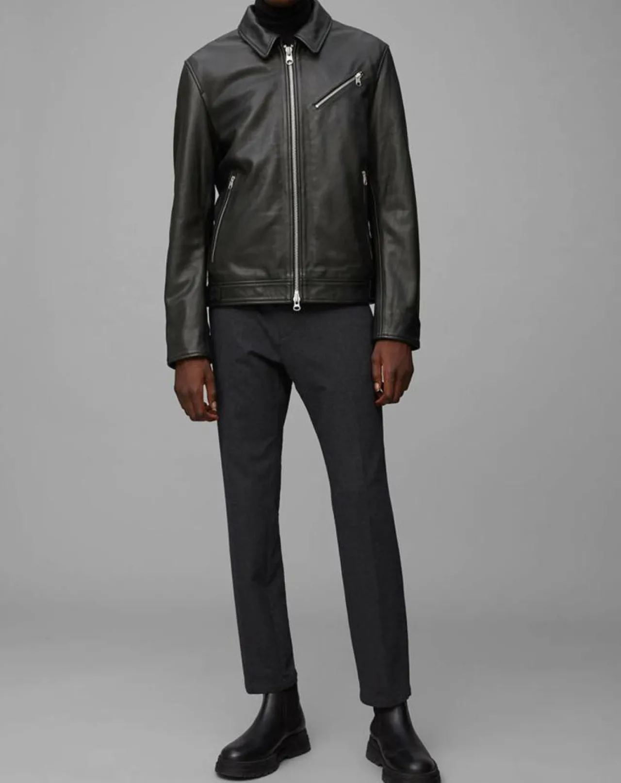 Perfecto en Cuir Grainé noir