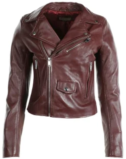 Perfecto en Cuir Ornella bordeaux