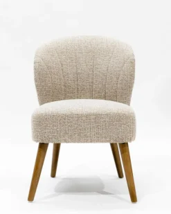 Perla - Chaise de repas en tissu beige au design incurvé