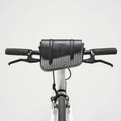 Petit Sac en Toile enduite & Cuir Bordeaux noir/blanc - 14x19x4.5 cm