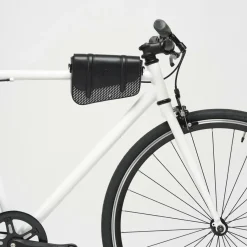 Petit Sac en Toile enduite & Cuir Bordeaux noir/blanc - 14x19x4.5 cm