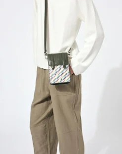 Petit Sac en Toile enduite & Cuir Arguin noir/multicolore - 18x11.5x3 cm