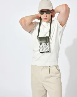 Petit Sac en Toile enduite & Cuir Arguin noir/multicolore - 18x11.5x3 cm