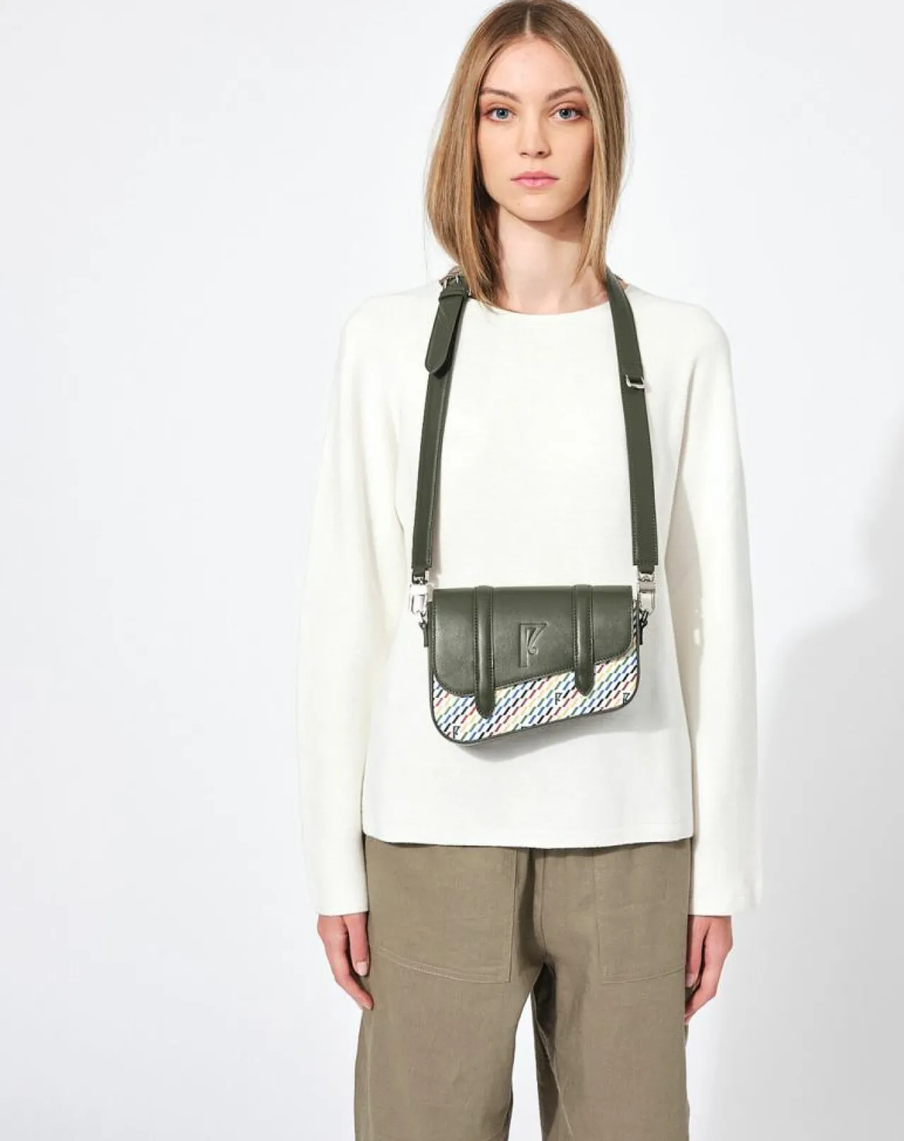 Petit Sac en Toile enduite & Cuir Bordeaux noir/multicolore - 14x19x4.5 cm