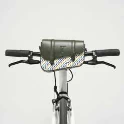 Petit Sac en Toile enduite & Cuir Bordeaux noir/multicolore - 14x19x4.5 cm