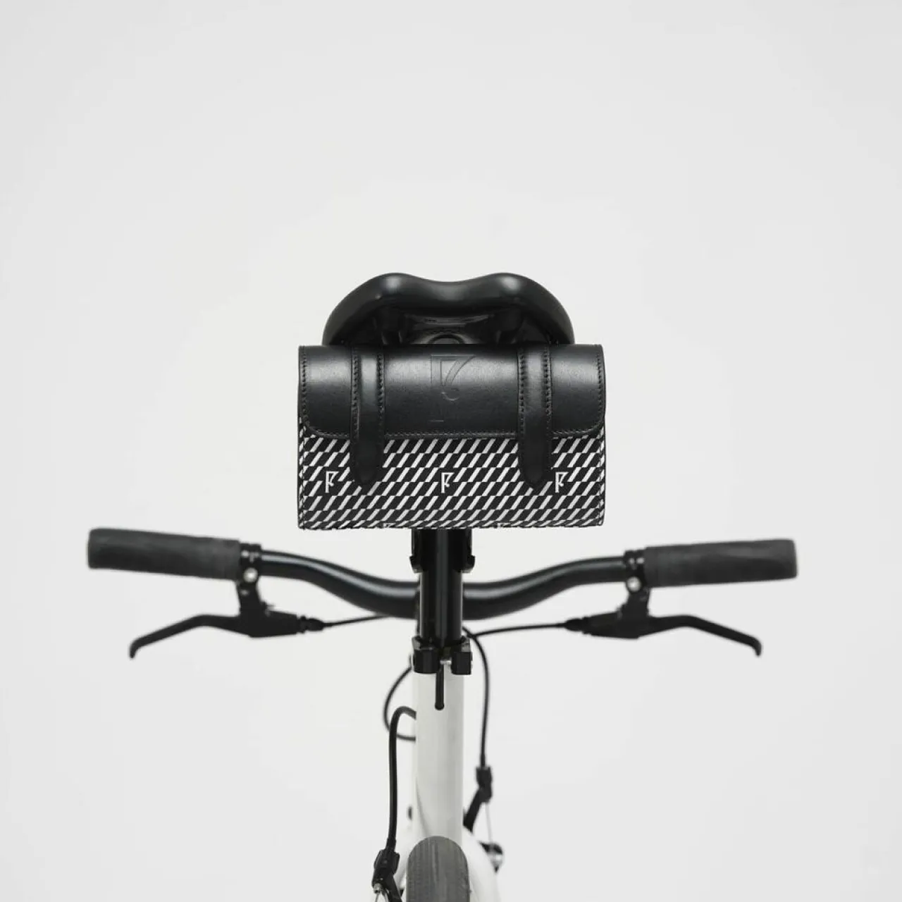 Petit Sac en Toile enduite & Cuir Cyclo noir/blanc - 10x17x4.5 cm