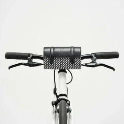 Petit Sac en Toile enduite & Cuir Cyclo noir/blanc - 10x17x4.5 cm