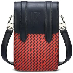 Petit Sac en Toile enduite & Cuir Arguin rouge/noir - 18x11.5x3 cm