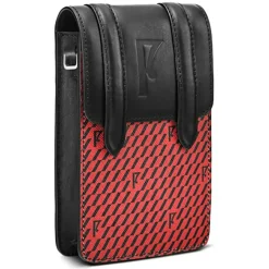 Petit Sac en Toile enduite & Cuir Arguin rouge/noir - 18x11.5x3 cm