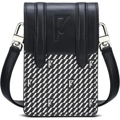 Petit Sac en Toile enduite & Cuir Arguin noir/blanc - 18x11.5x3 cm