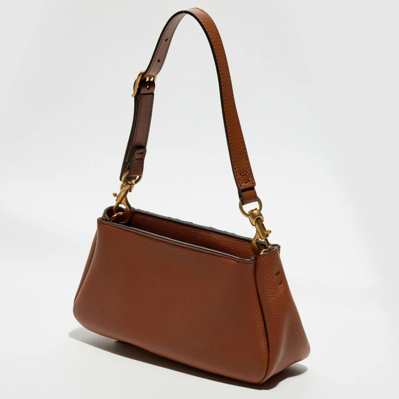 Petit sac porté épaule en Cuir Marcie marron - 20x20x9 cm