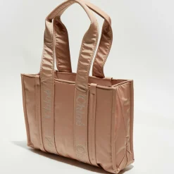 Petit tote bag Woody rose poudré - 26x20x8 cm