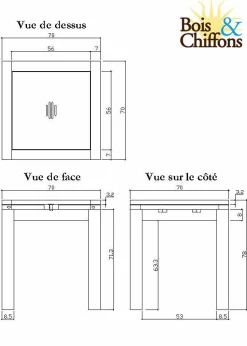 Petite table à manger carrée allonge 70 Acacia Gordon Naturel - 70x70x78 cm