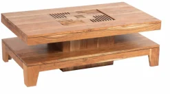 Petite table basse rectangulaire Acacia Kavish II Marron - 100x55x35 cm
