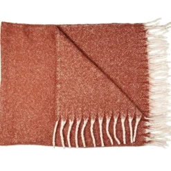 Plaid à franges terracotta - 120x150 cm