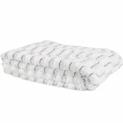 Plaid carreaux imitation fourrure XXL gris clair - 140x204 cm