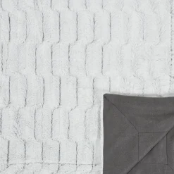 Plaid carreaux imitation fourrure XXL gris clair - 140x204 cm