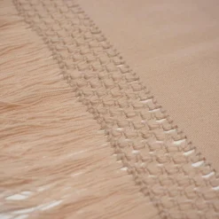 Plaid en coton & laine détails macramé rose 90x200cm