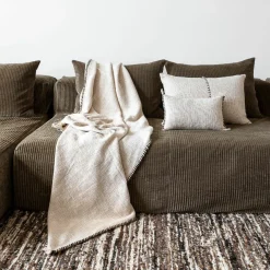 Plaid en coton flammé naturel 140x220cm