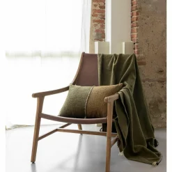 Plaid en coton flammé vert 140x220cm