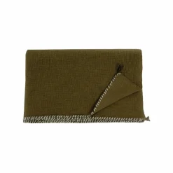 Plaid en coton flammé vert 140x220cm