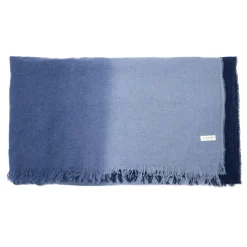 Plaid en laine & cachemire bleu 120x200cm