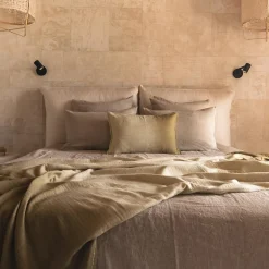 Plaid en laine et coton vert 140x220cm