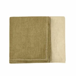 Plaid en laine et coton vert 140x220cm