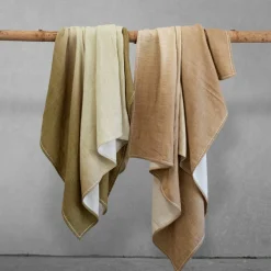 Plaid en laine et coton vert 140x220cm