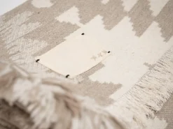 Plaid en laine motif kilim beige 140x200 cm