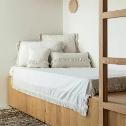 Plaid en lin & coton finitions frangées plume 150x180cm