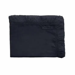 Plaid en lin & coton finitions frangées noir 150x180cm