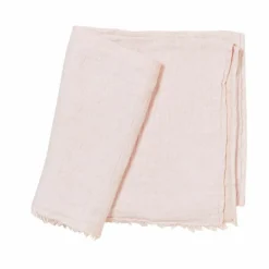 Plaid en lin lavé finitions frangées rose 150x180cm