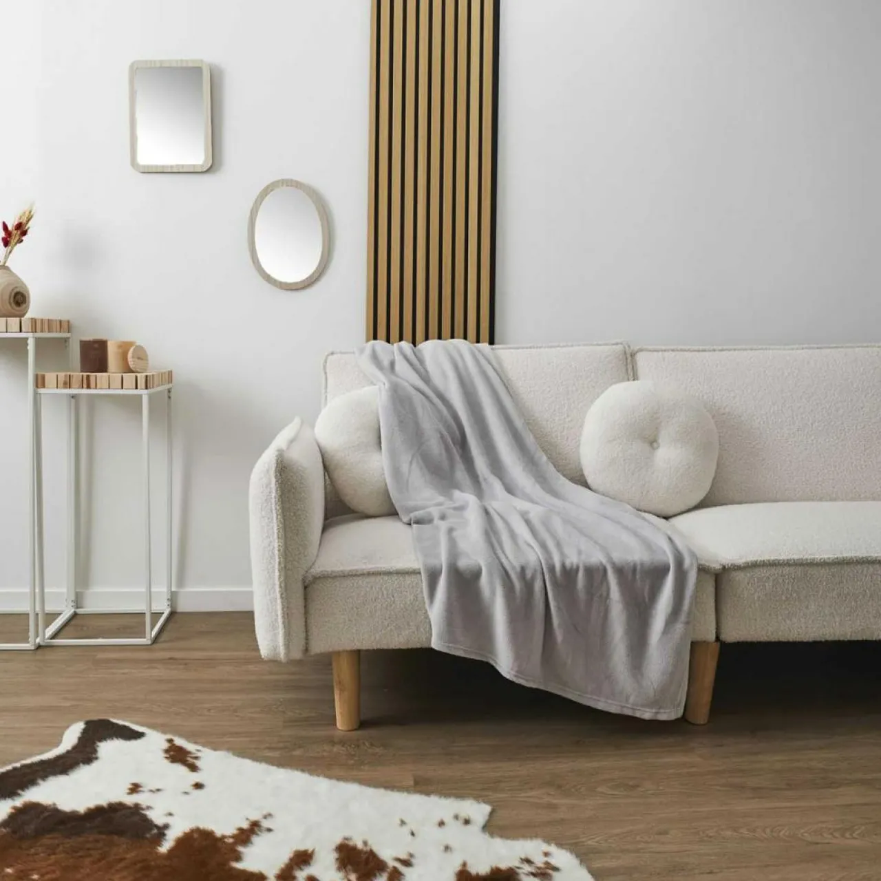 Plaid en Microfibre gris clair - 120x150 cm