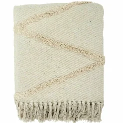 Plaid ethnique relief losange beige - 150x120 cm