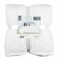 Plaid flanelle cotelé sherpa écru - 180x220 cm