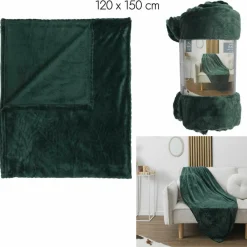 Plaid flanelle embossé vert sapin - 120x150 cm