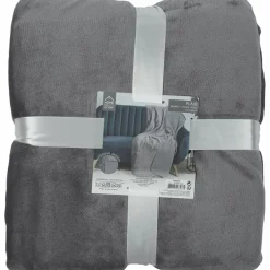 Plaid flanelle sherpa XXL gris foncé - 140x200 cm