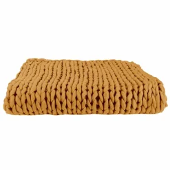 Plaid grosse maille chunky jaune - 150x120 cm