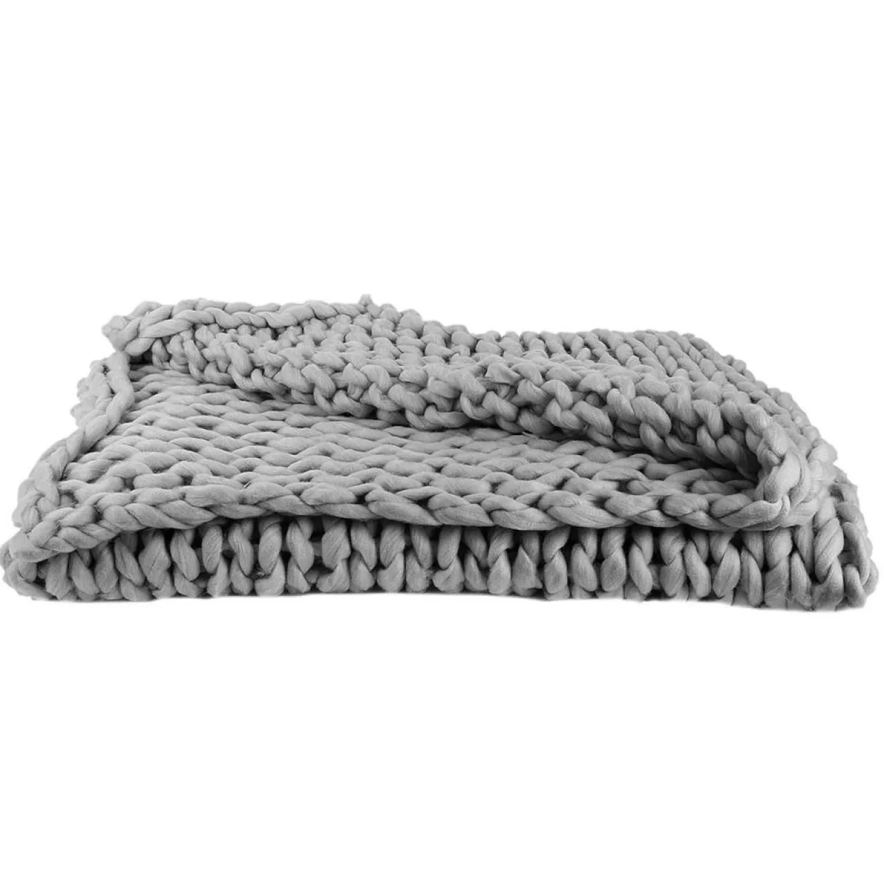 Plaid grosse maille Chunky gris - 150x120 cm
