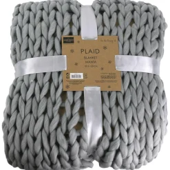 Plaid grosse maille Chunky gris - 150x120 cm