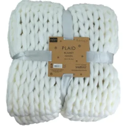 Plaid grosse maille Chunky écru - 150x120 cm